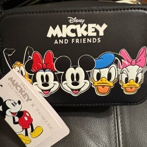 Primark Black Mickey & Friends Crossbody Bag with Multicolor Faces